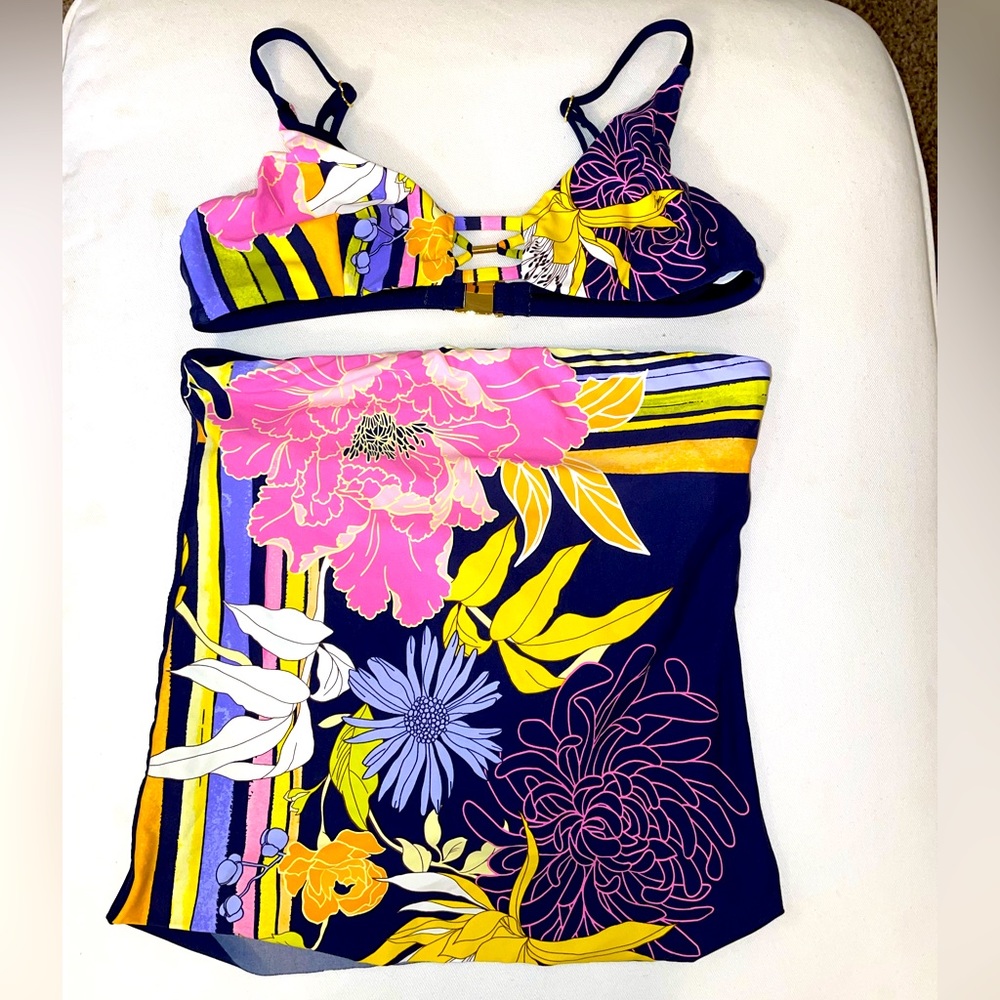 Trina Turk Swim Skirt, Bikini Top and Short Sleeve Cover-up | Size 6 / Small